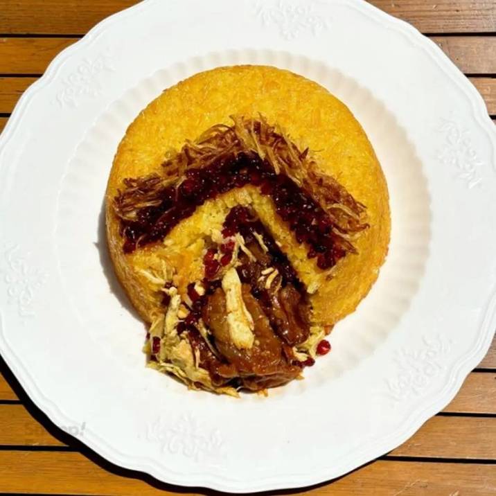 ته چین مرغ و بادمجان